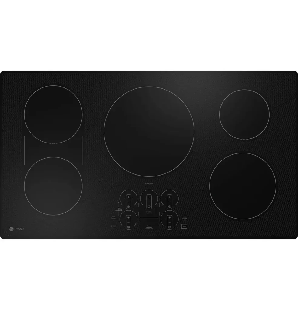 Product photo of the GE Profile PHP9036DTBB, shown on its own without cookware.