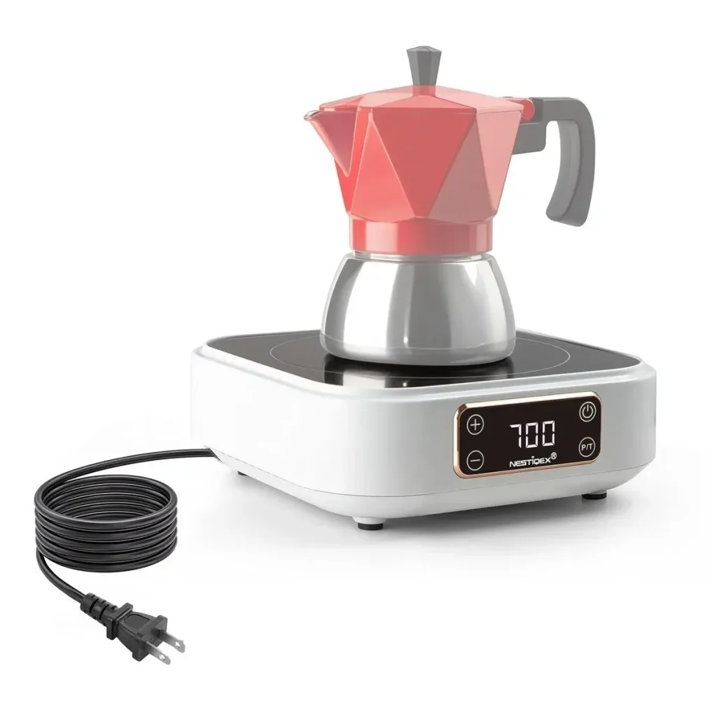 Product photo of the Mini 700W Induction Burner, shown on its own without cookware.